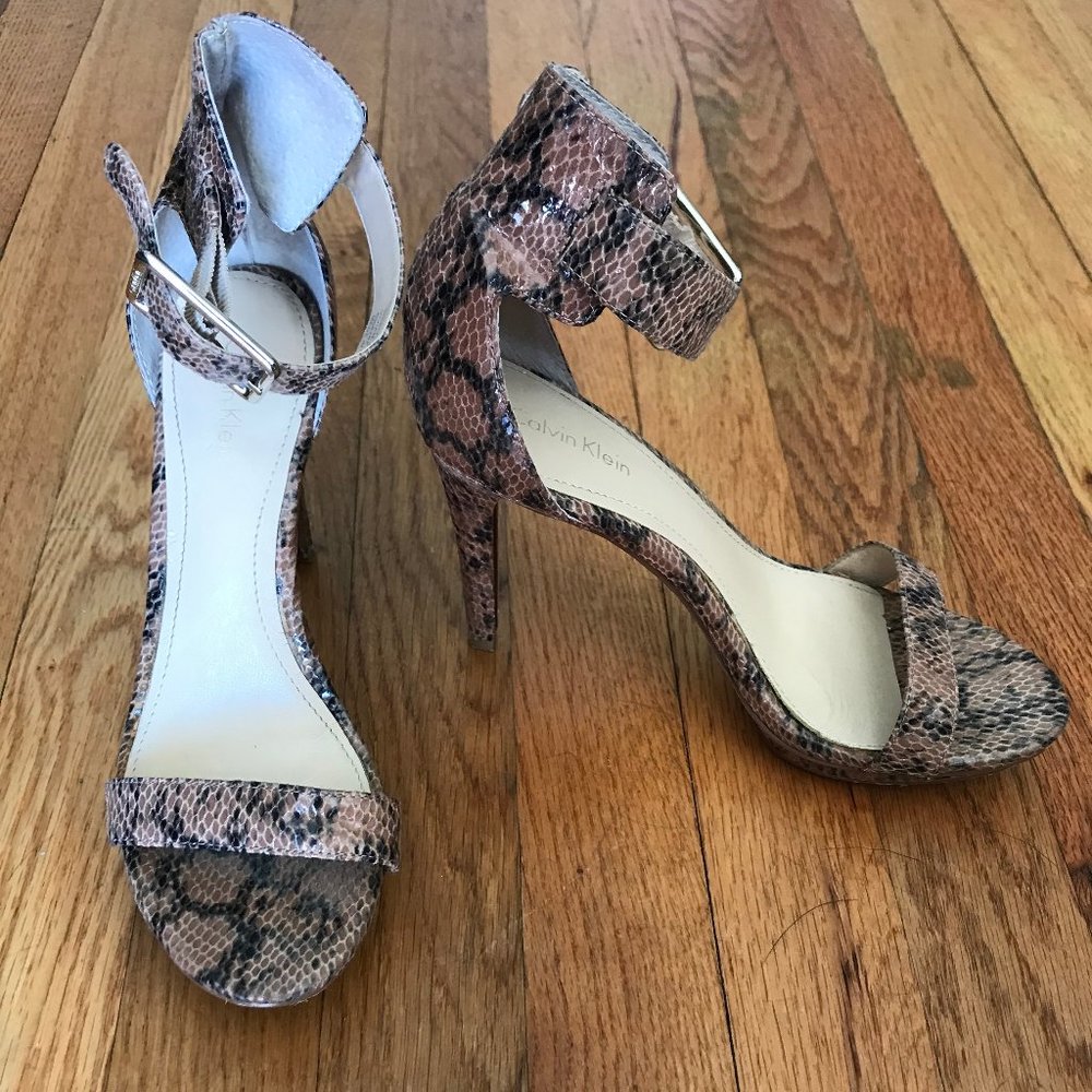 Snake skin strappy heels